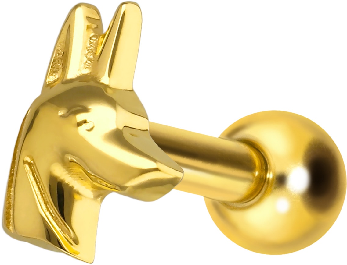 Titan Ohrpiercing mit Innengewinde ANUBIS KOPF